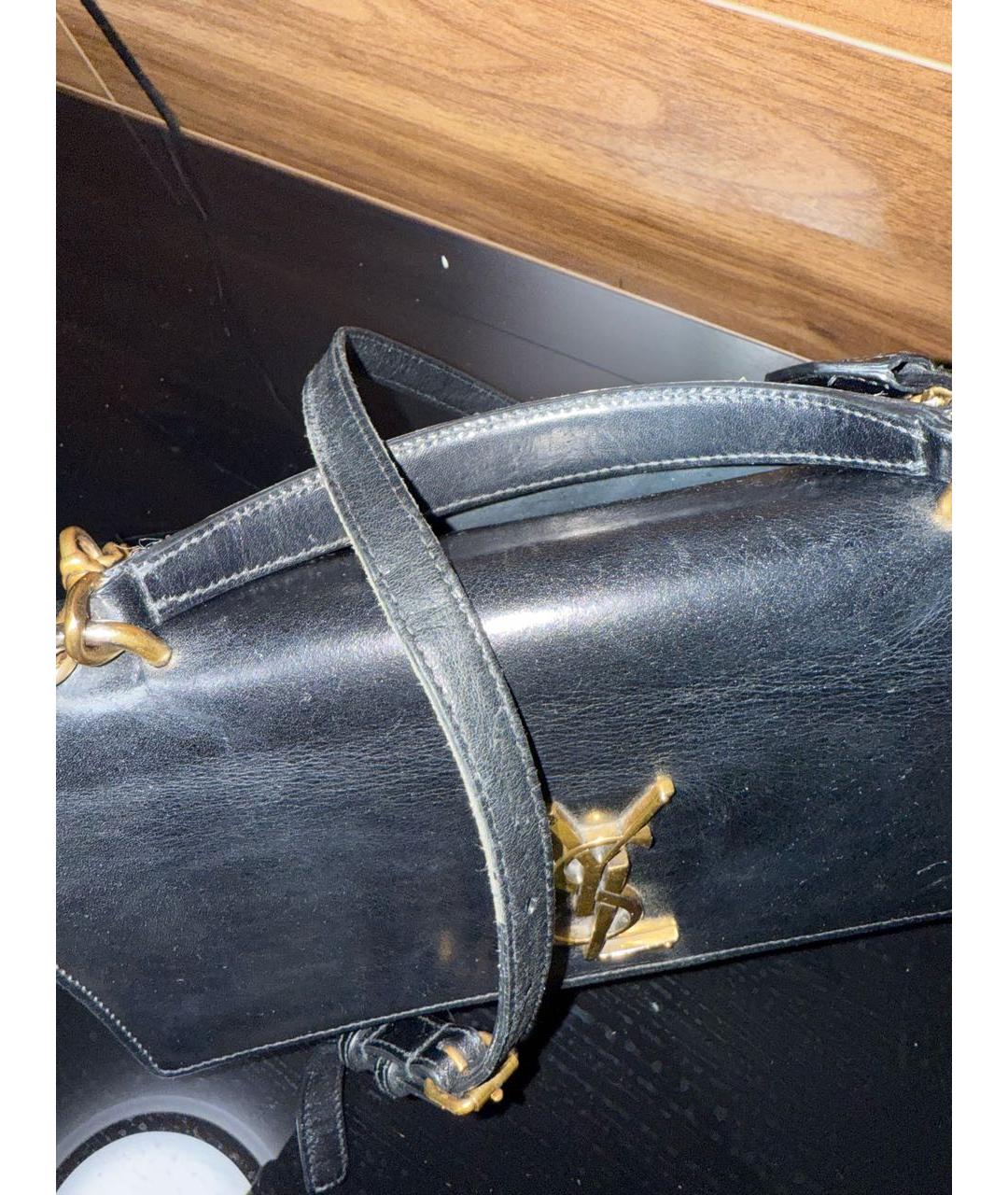 SAINT LAURENT Черная кожаная сумка через плечо, фото 5