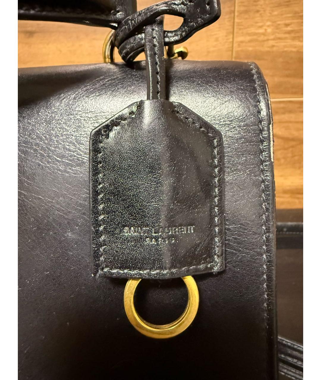 SAINT LAURENT Черная кожаная сумка через плечо, фото 3