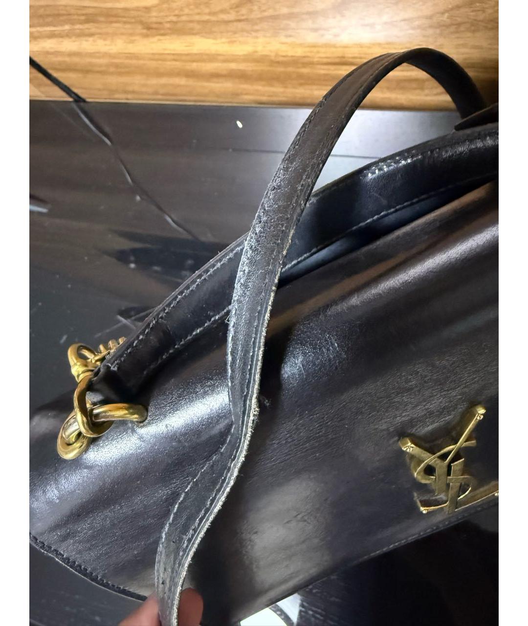 SAINT LAURENT Черная кожаная сумка через плечо, фото 6