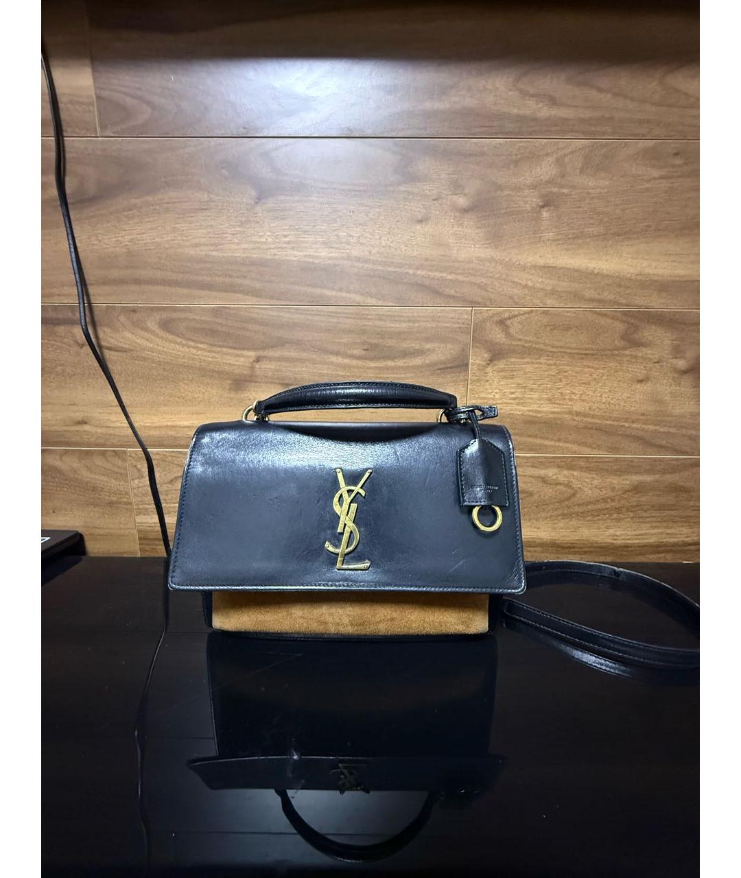 SAINT LAURENT Черная кожаная сумка через плечо, фото 7