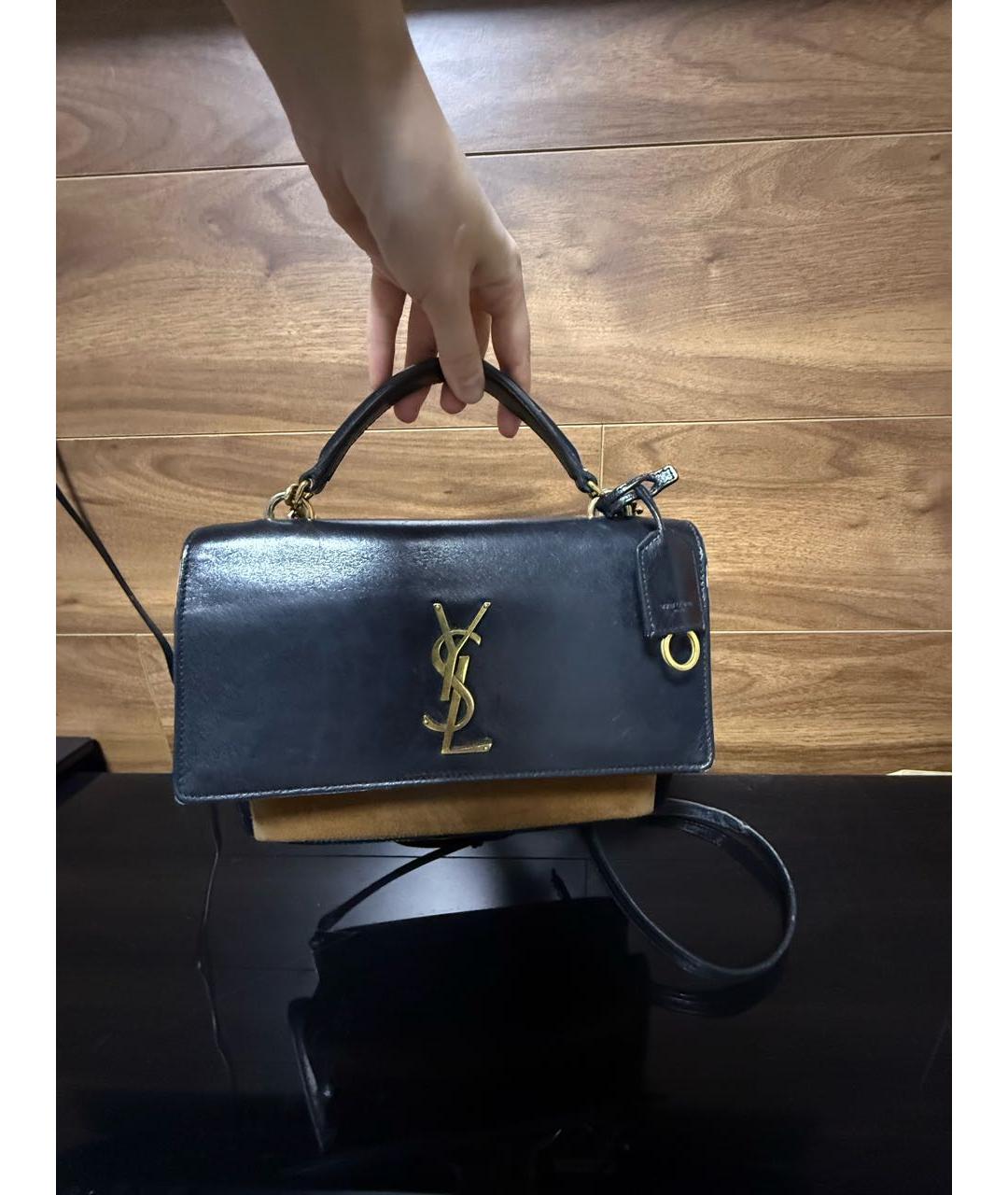 SAINT LAURENT Черная кожаная сумка через плечо, фото 2