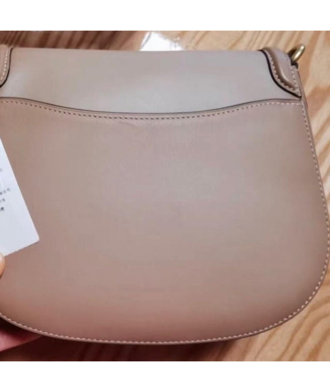 COACH Бежевая кожаная сумка через плечо, фото 3