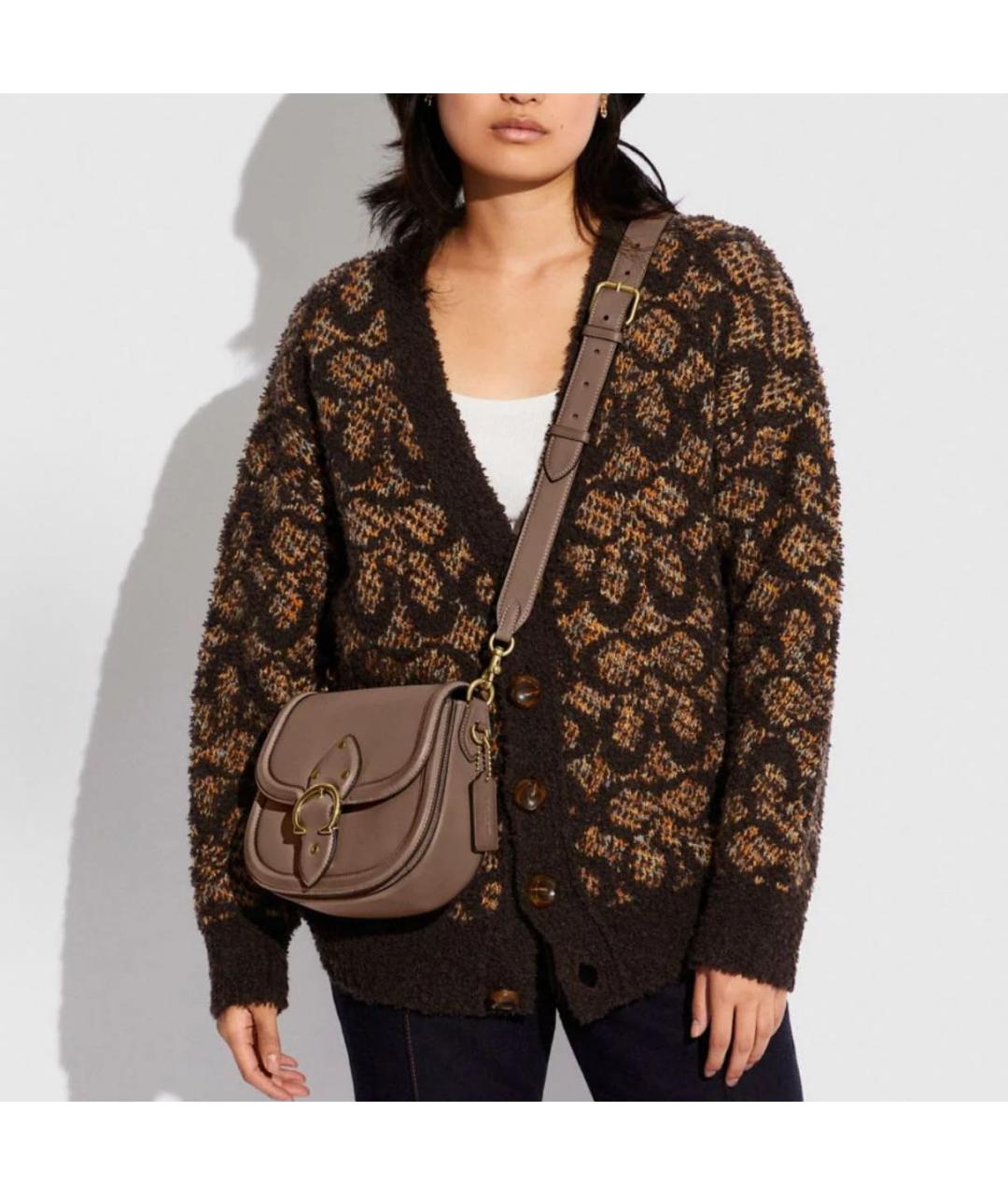 COACH Бежевая кожаная сумка через плечо, фото 8