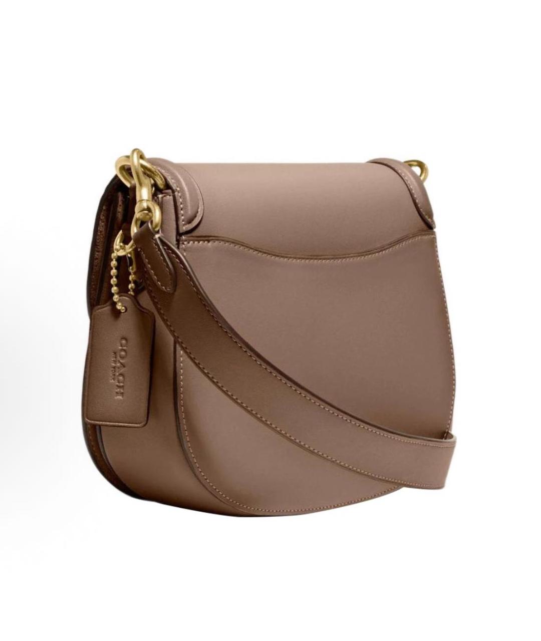 COACH Бежевая кожаная сумка через плечо, фото 6