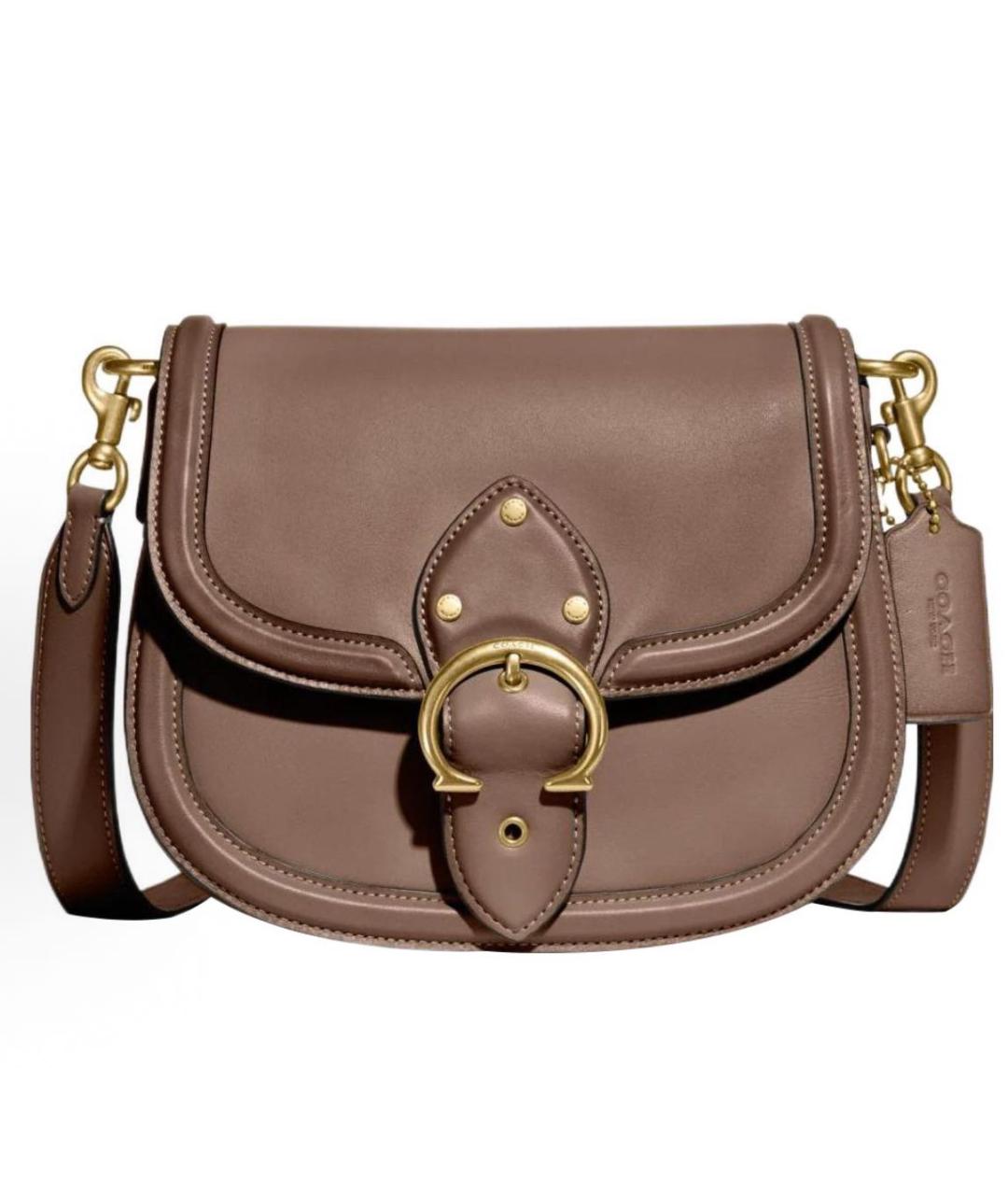 COACH Бежевая кожаная сумка через плечо, фото 9
