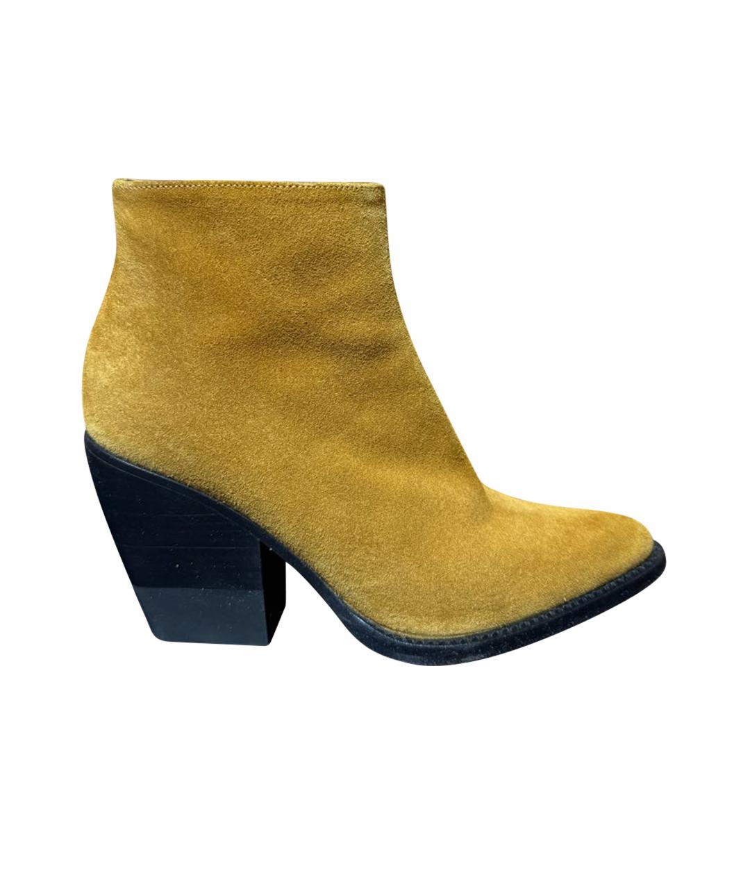 CHLOE Горчичные замшевые ботильоны, фото 1