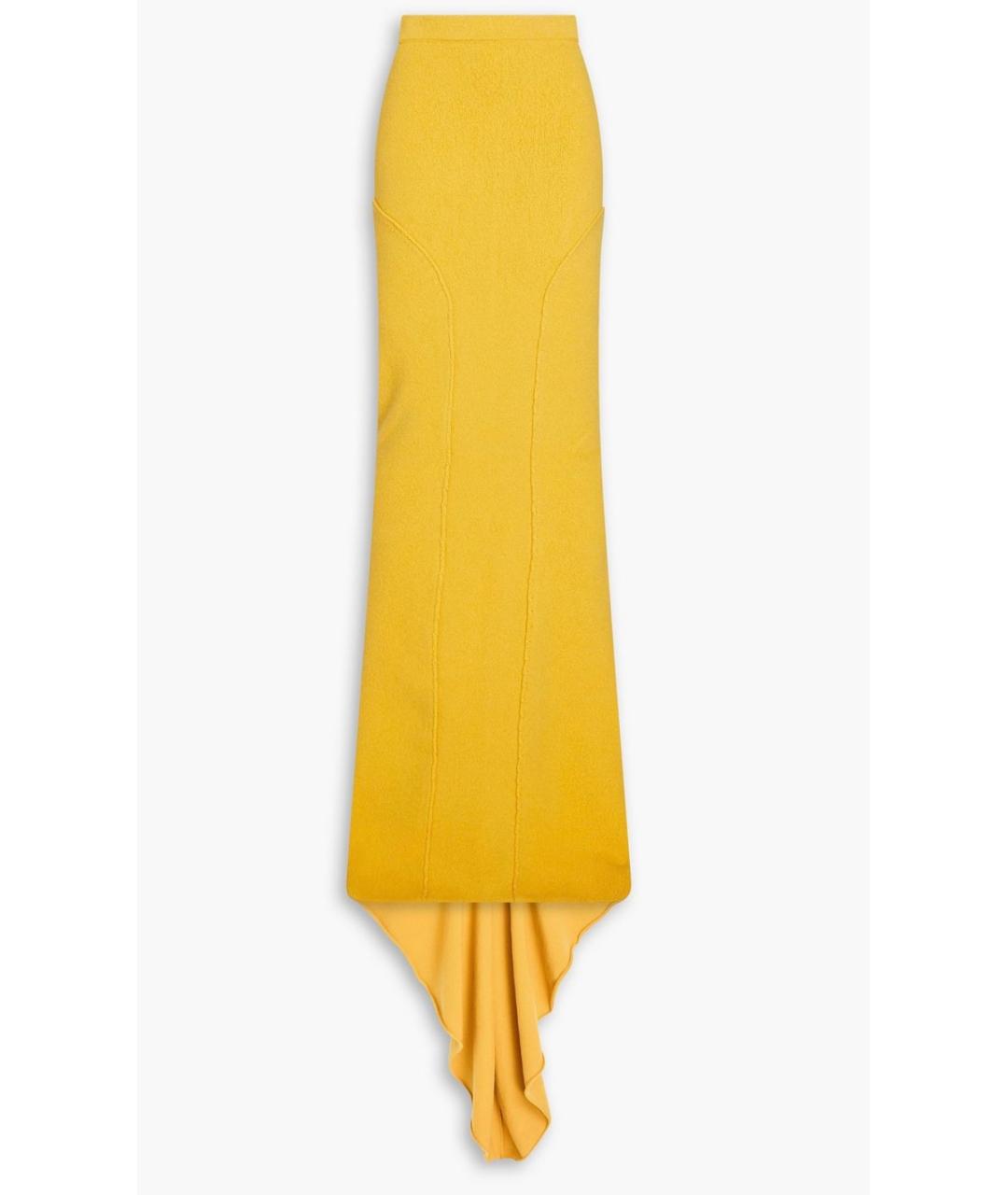 RICK OWENS Желтая кашемировая юбка макси, фото 4