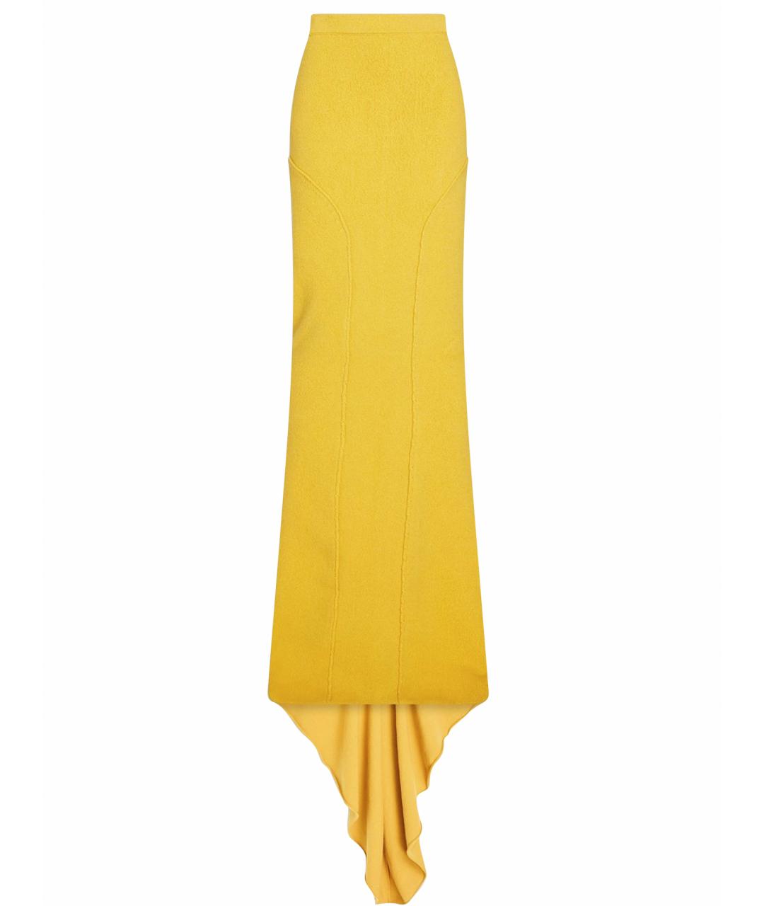 RICK OWENS Желтая кашемировая юбка макси, фото 1