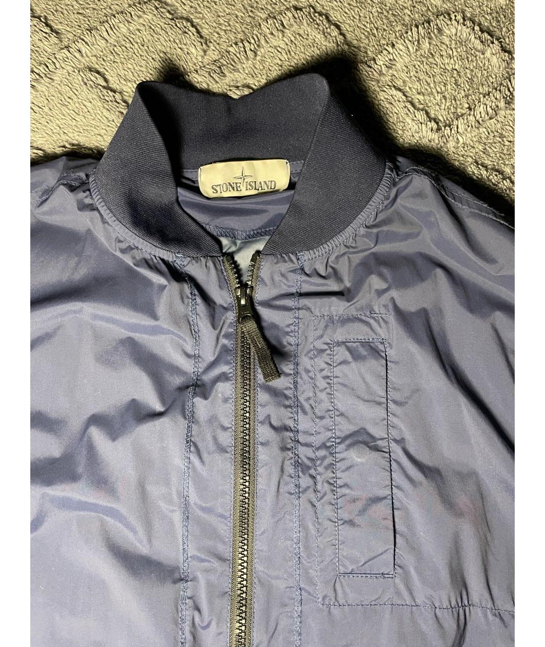 STONE ISLAND Темно-синяя синтетическая куртка, фото 2