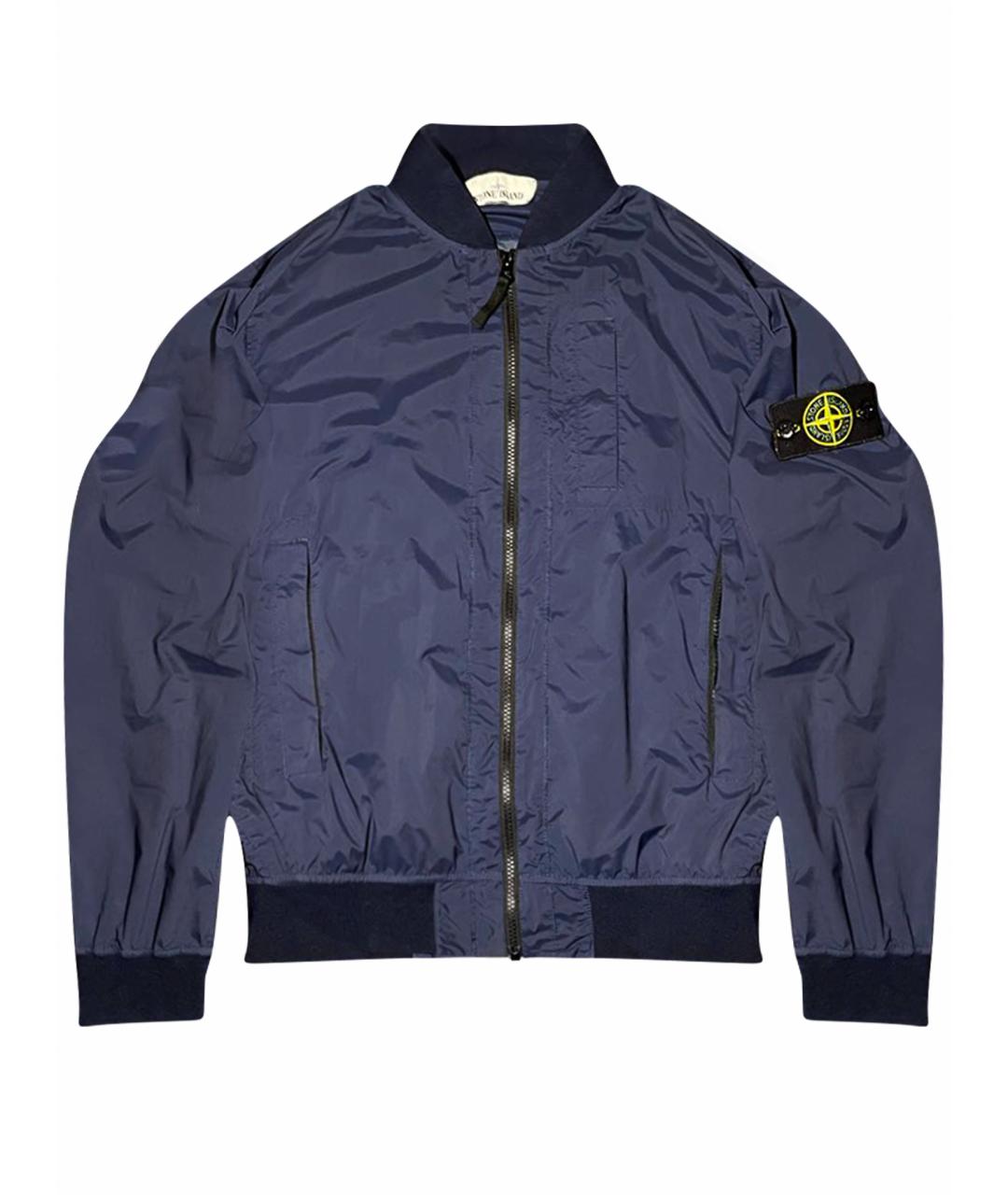 STONE ISLAND Темно-синяя синтетическая куртка, фото 1