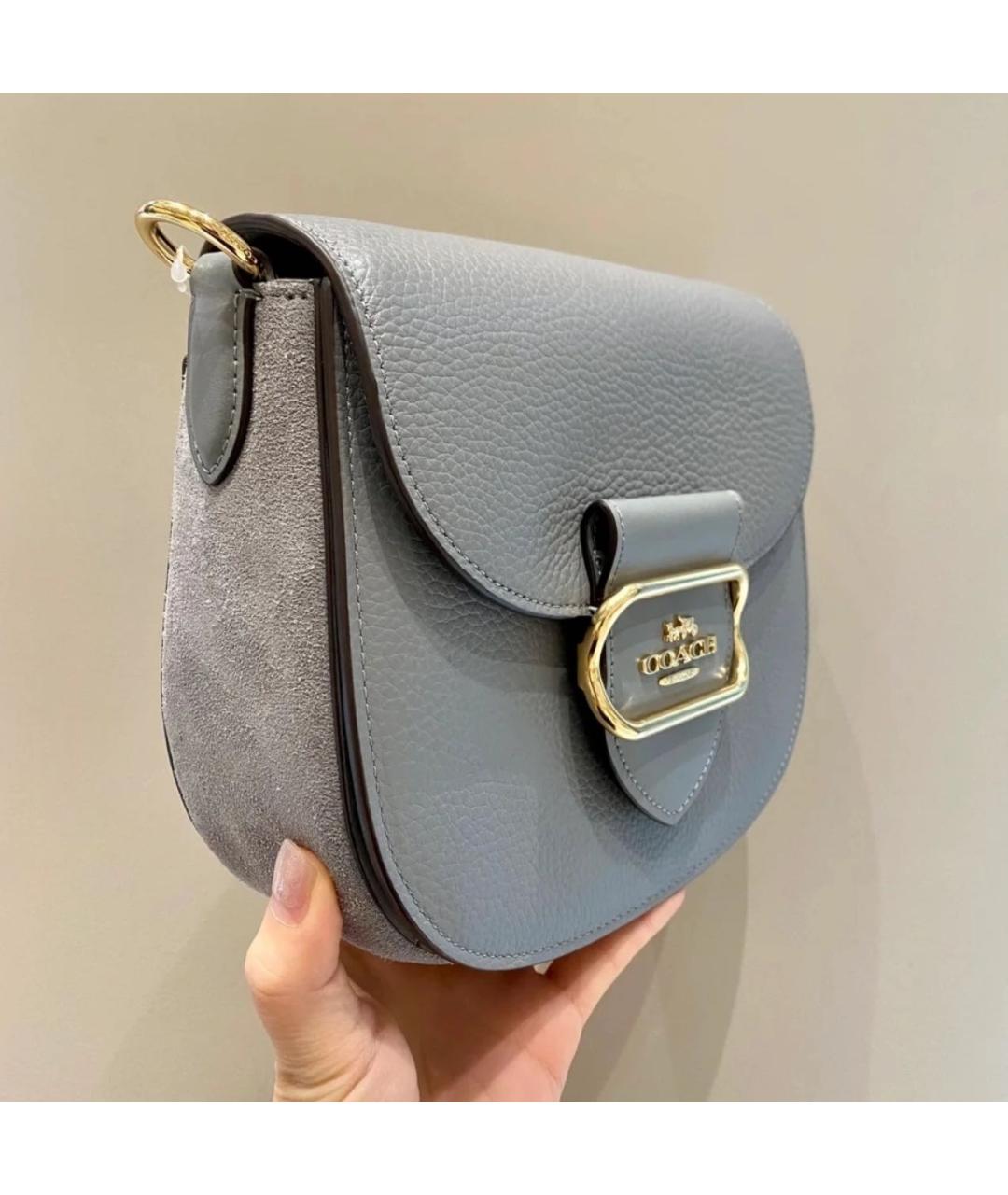 COACH Серая кожаная сумка через плечо, фото 3