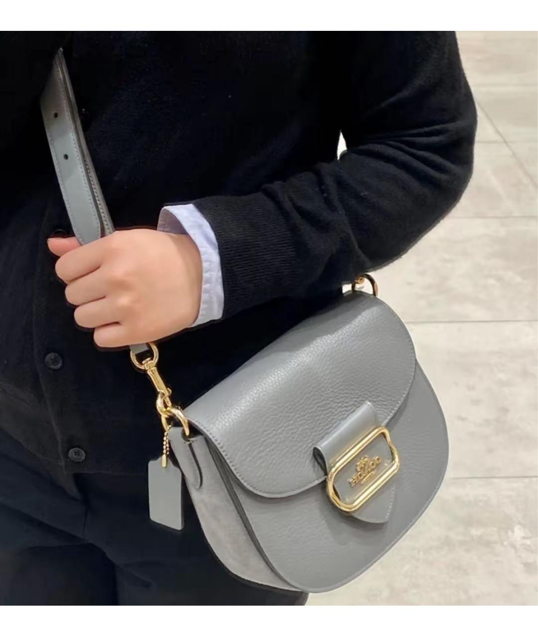 COACH Серая кожаная сумка через плечо, фото 5