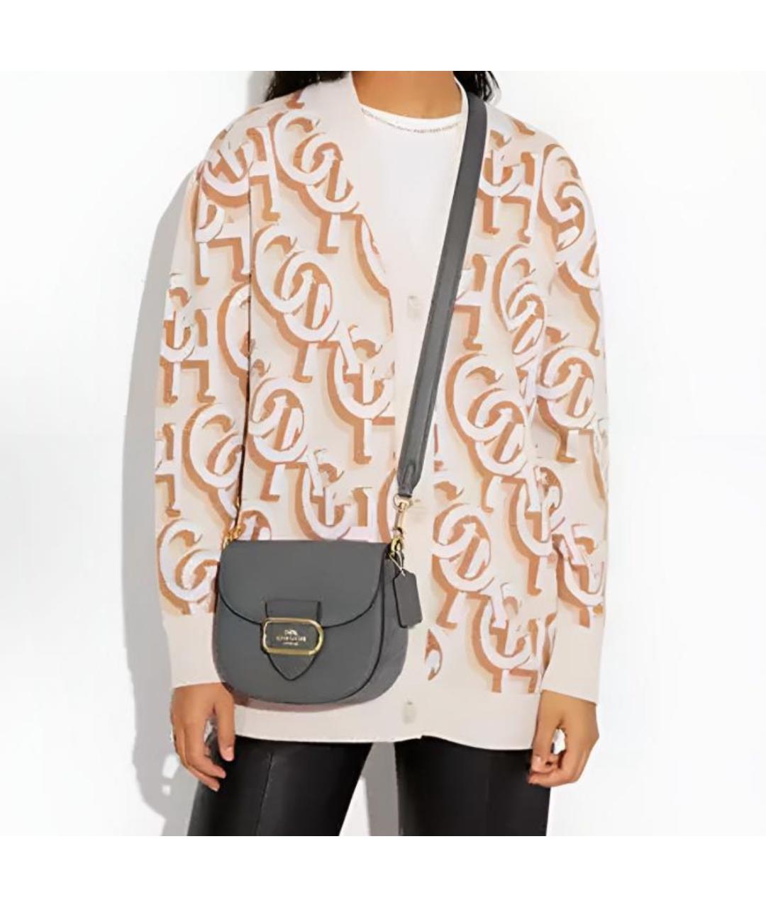 COACH Серая кожаная сумка через плечо, фото 8