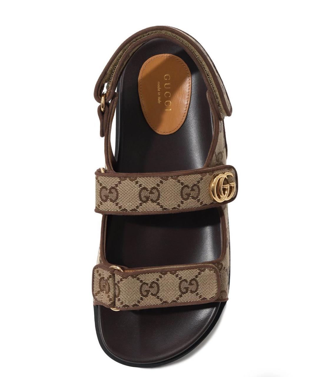 GUCCI Коричневые текстильные босоножки, фото 3