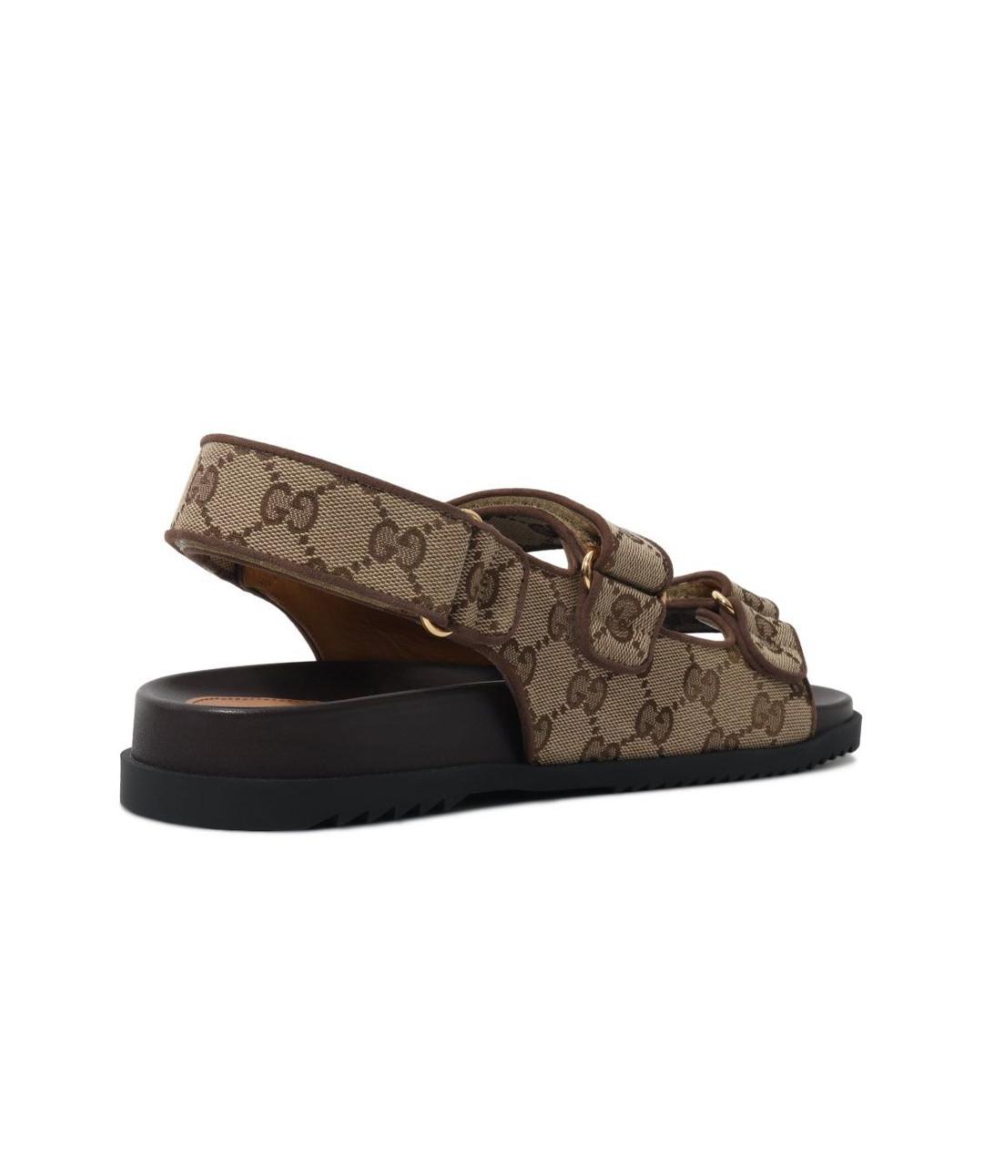 GUCCI Коричневые текстильные босоножки, фото 4