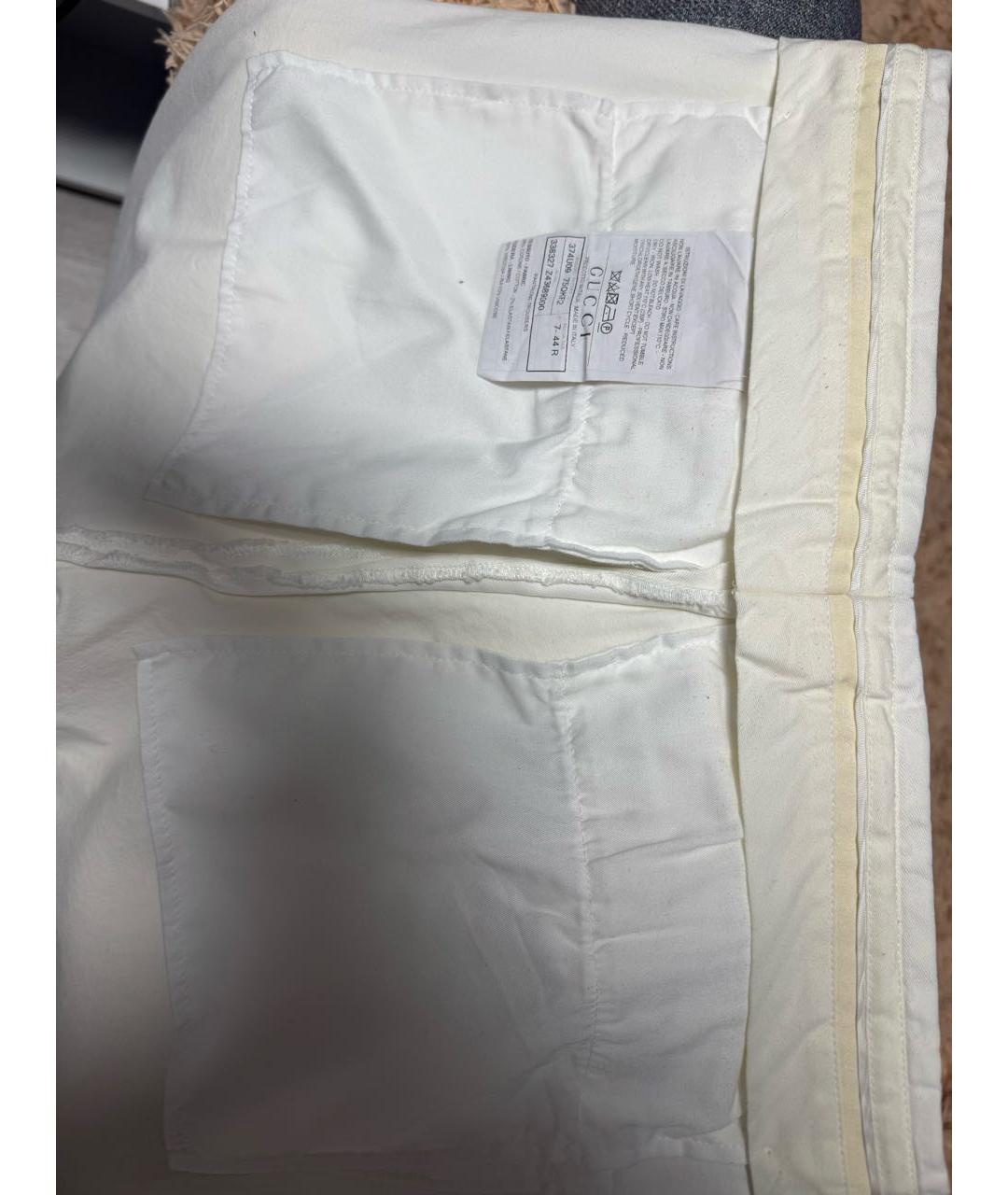 GUCCI Белые хлопко-эластановые брюки чинос, фото 3