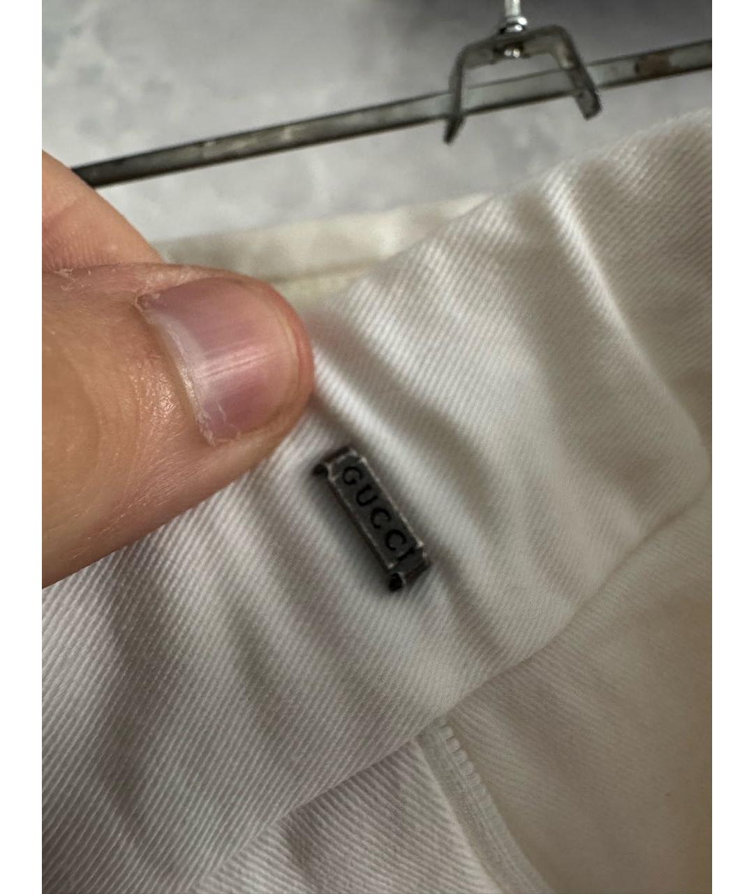 GUCCI Белые хлопко-эластановые брюки чинос, фото 8