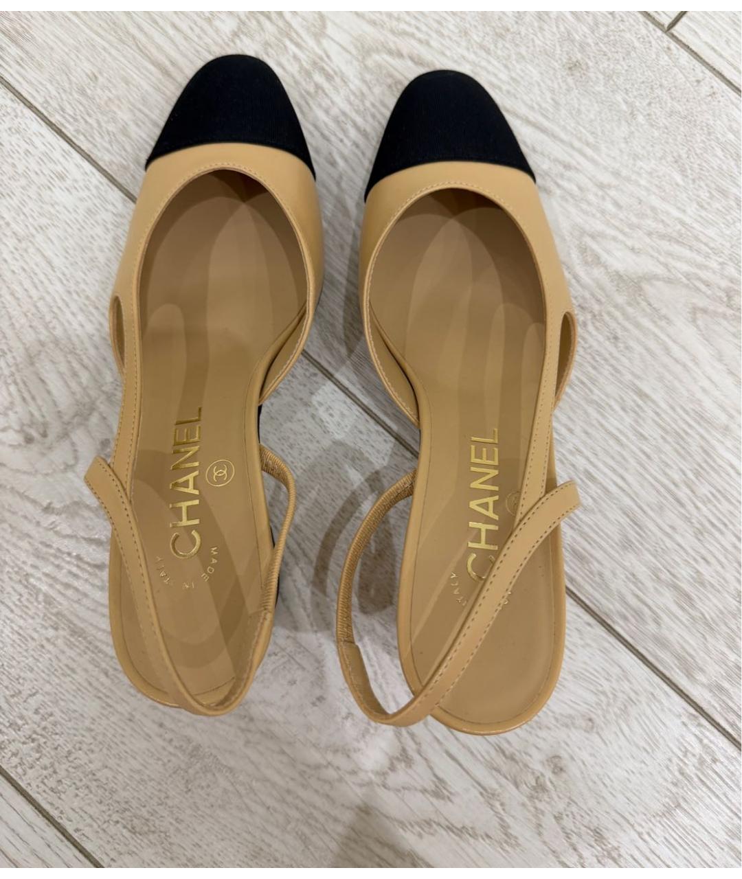 CHANEL Бежевые кожаные туфли, фото 3