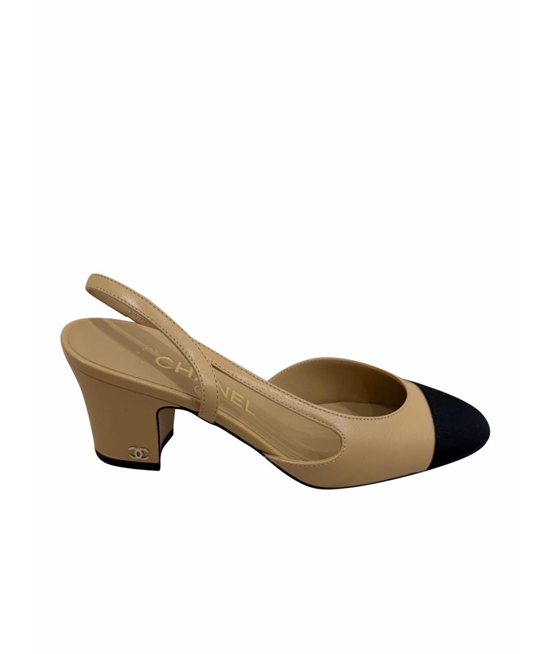 CHANEL Бежевые кожаные туфли, фото 1