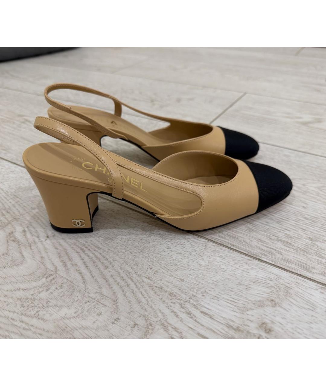 CHANEL Бежевые кожаные туфли, фото 6
