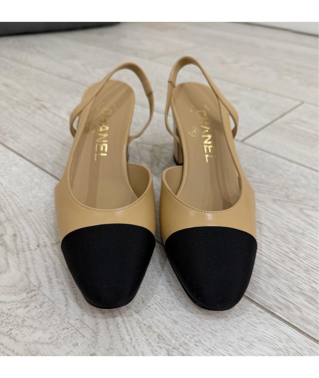CHANEL Бежевые кожаные туфли, фото 2