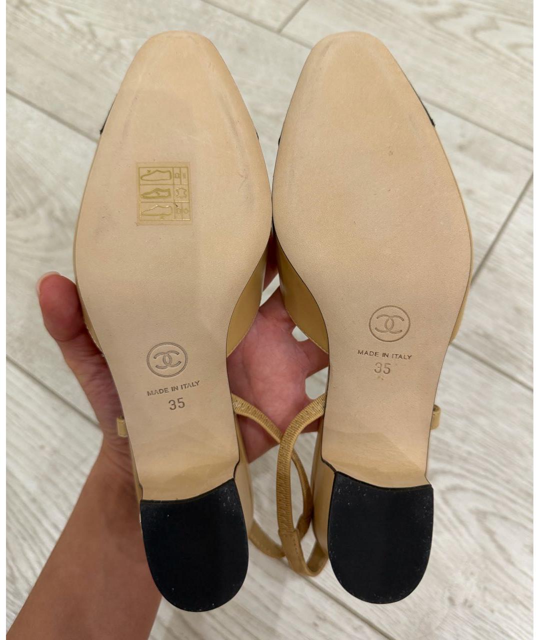 CHANEL Бежевые кожаные туфли, фото 5