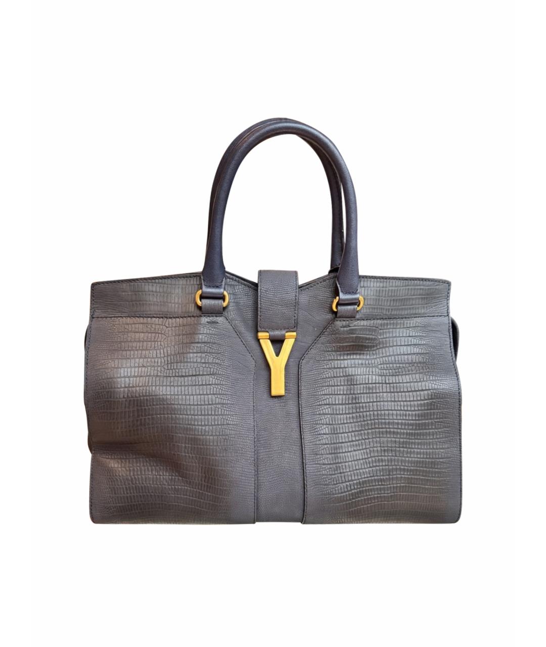 SAINT LAURENT Темно-синяя кожаная сумка с короткими ручками, фото 1