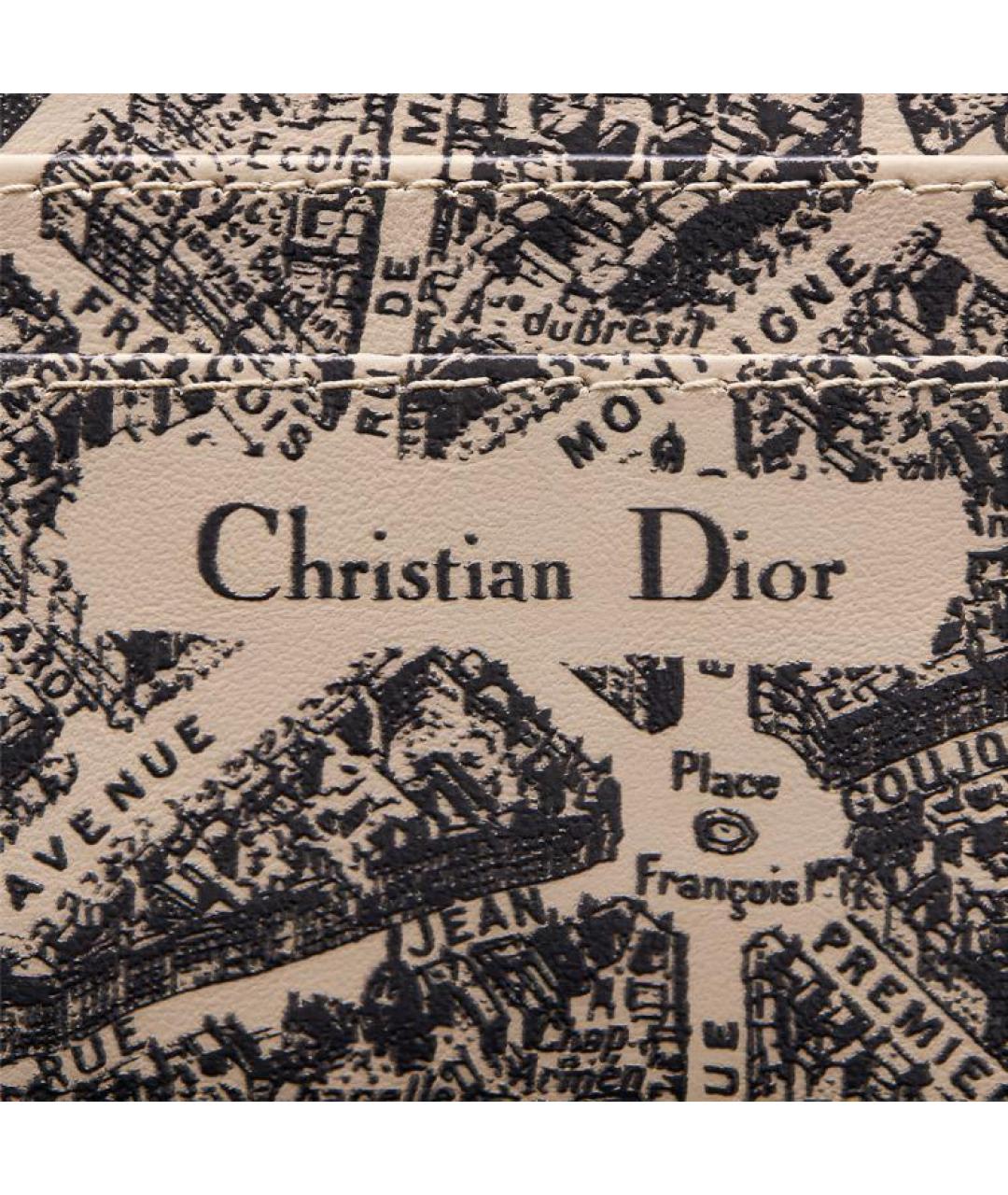 CHRISTIAN DIOR Бежевый кожаный кардхолдер, фото 3