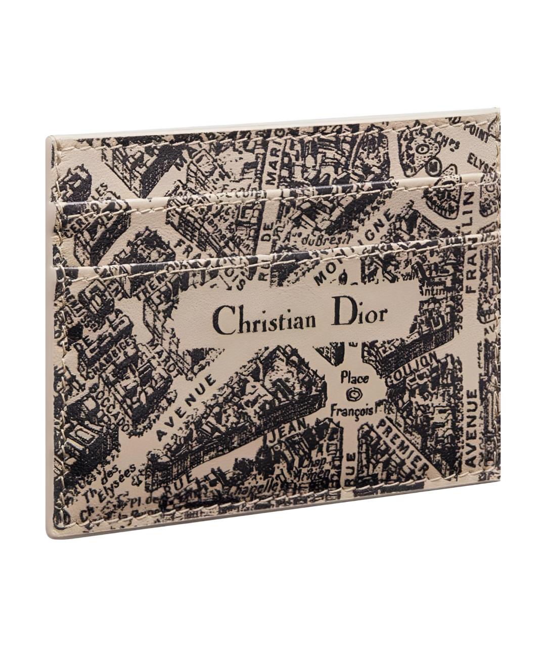 CHRISTIAN DIOR Бежевый кожаный кардхолдер, фото 2