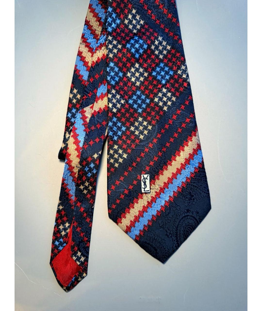 SAINT LAURENT Синий шелковый галстук, фото 5