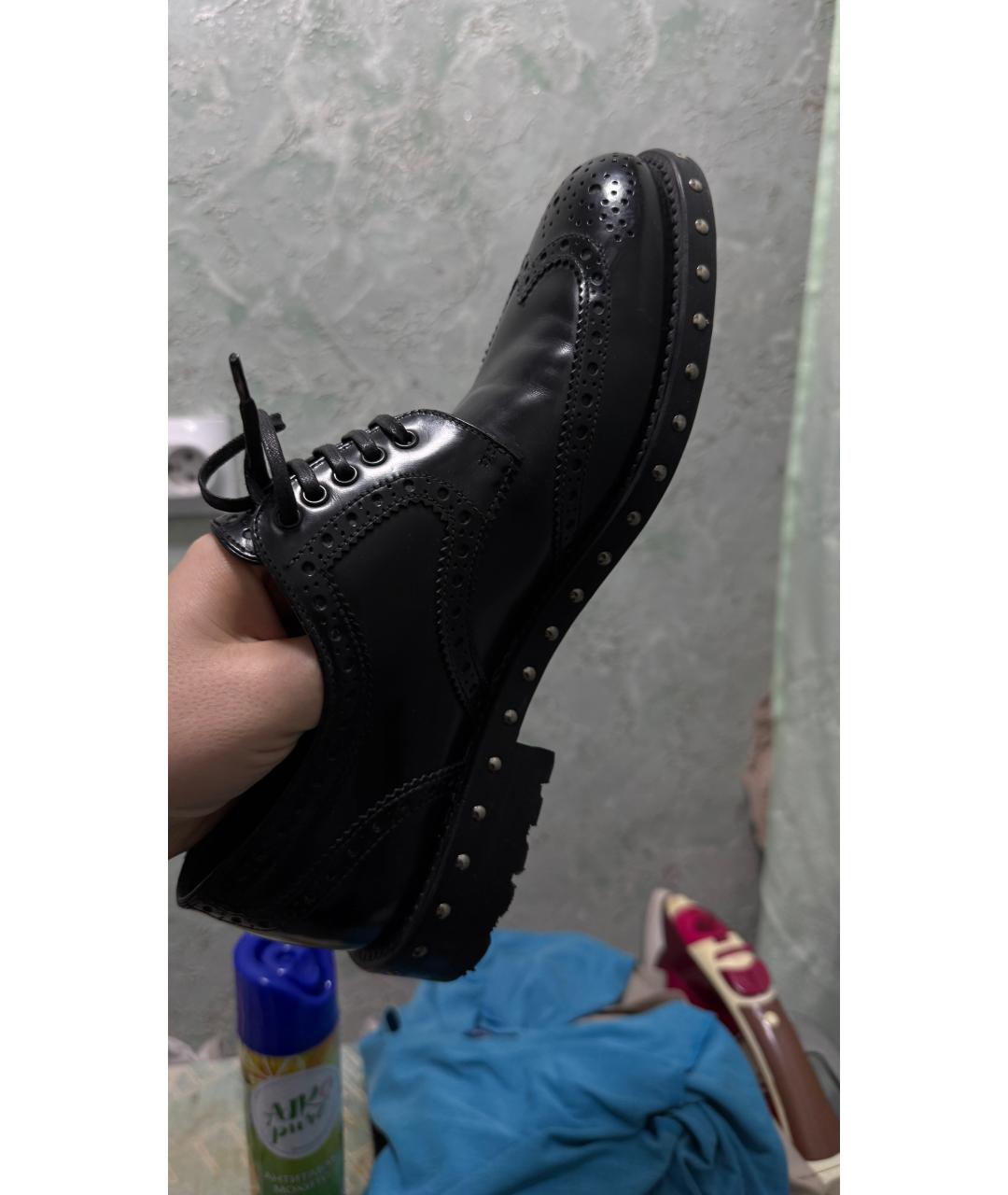 DOLCE&GABBANA Черные кожаные ботинки, фото 2