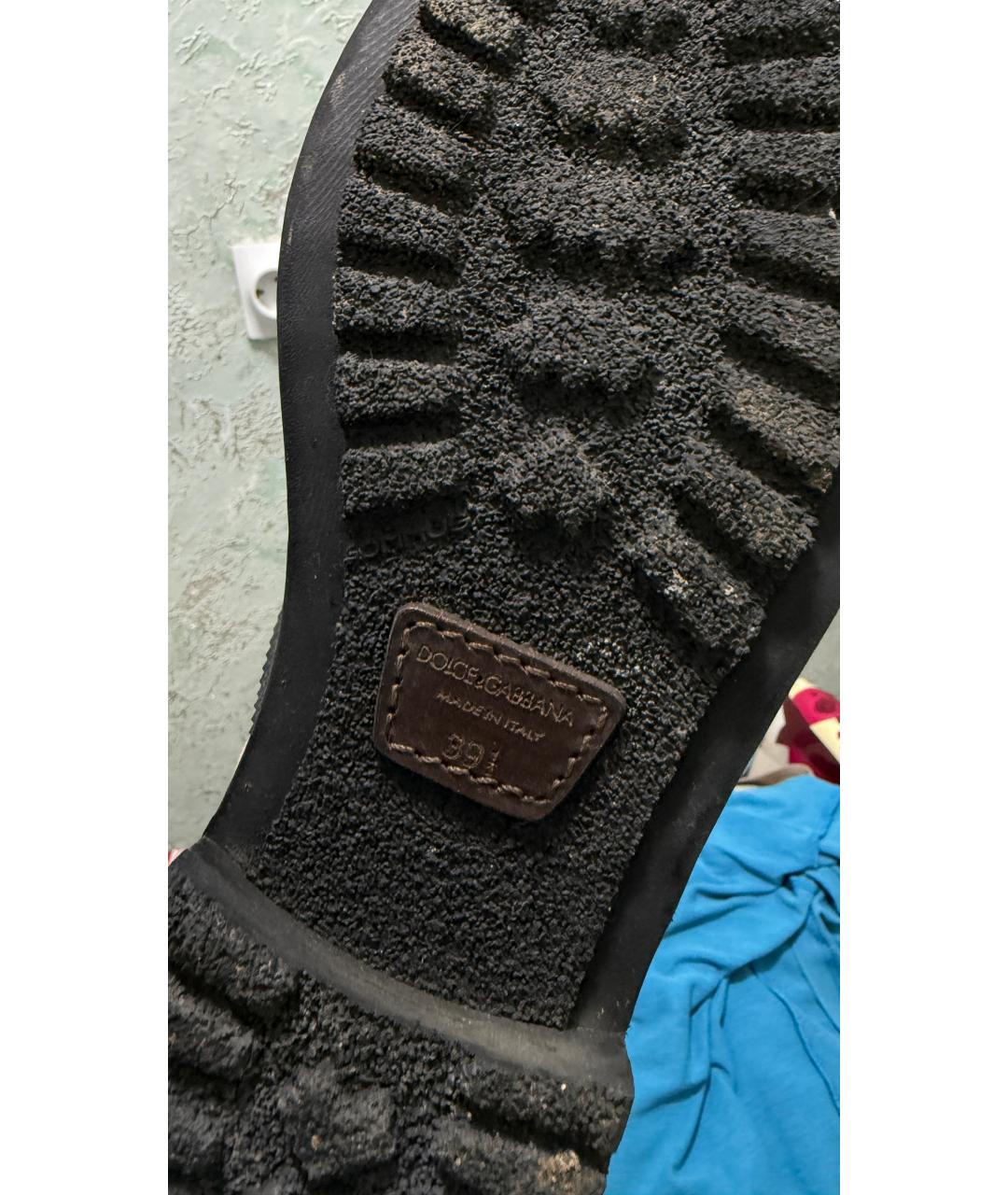 DOLCE&GABBANA Черные кожаные ботинки, фото 4