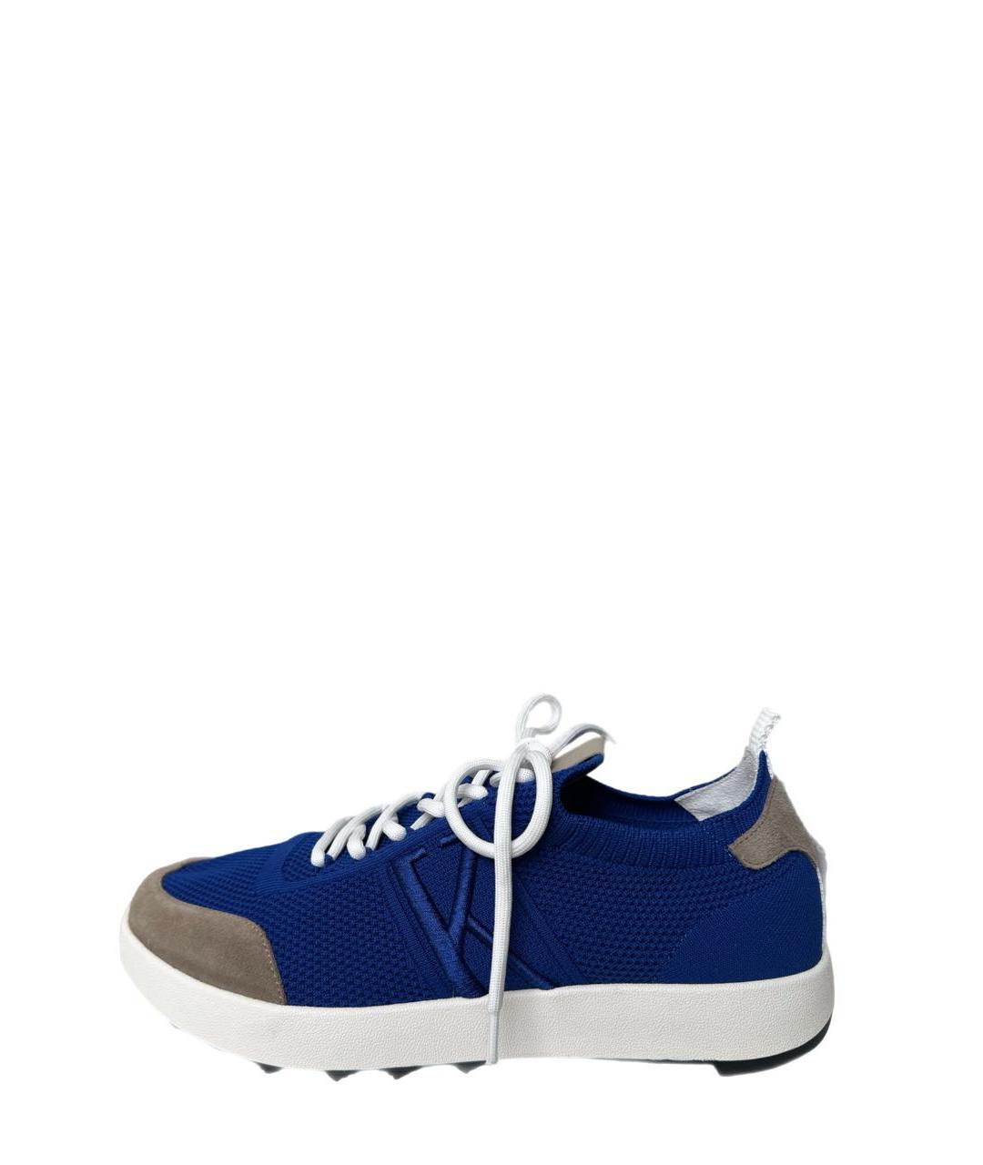 KITON Синие текстильные низкие кроссовки / кеды, фото 5