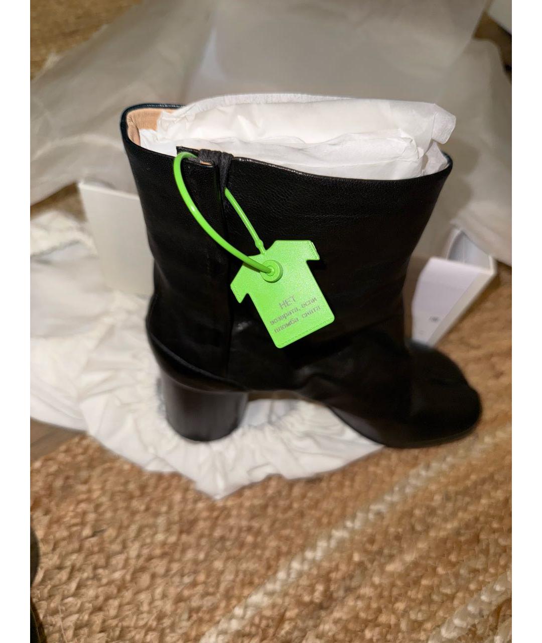 MAISON MARGIELA Черные кожаные полусапоги, фото 3