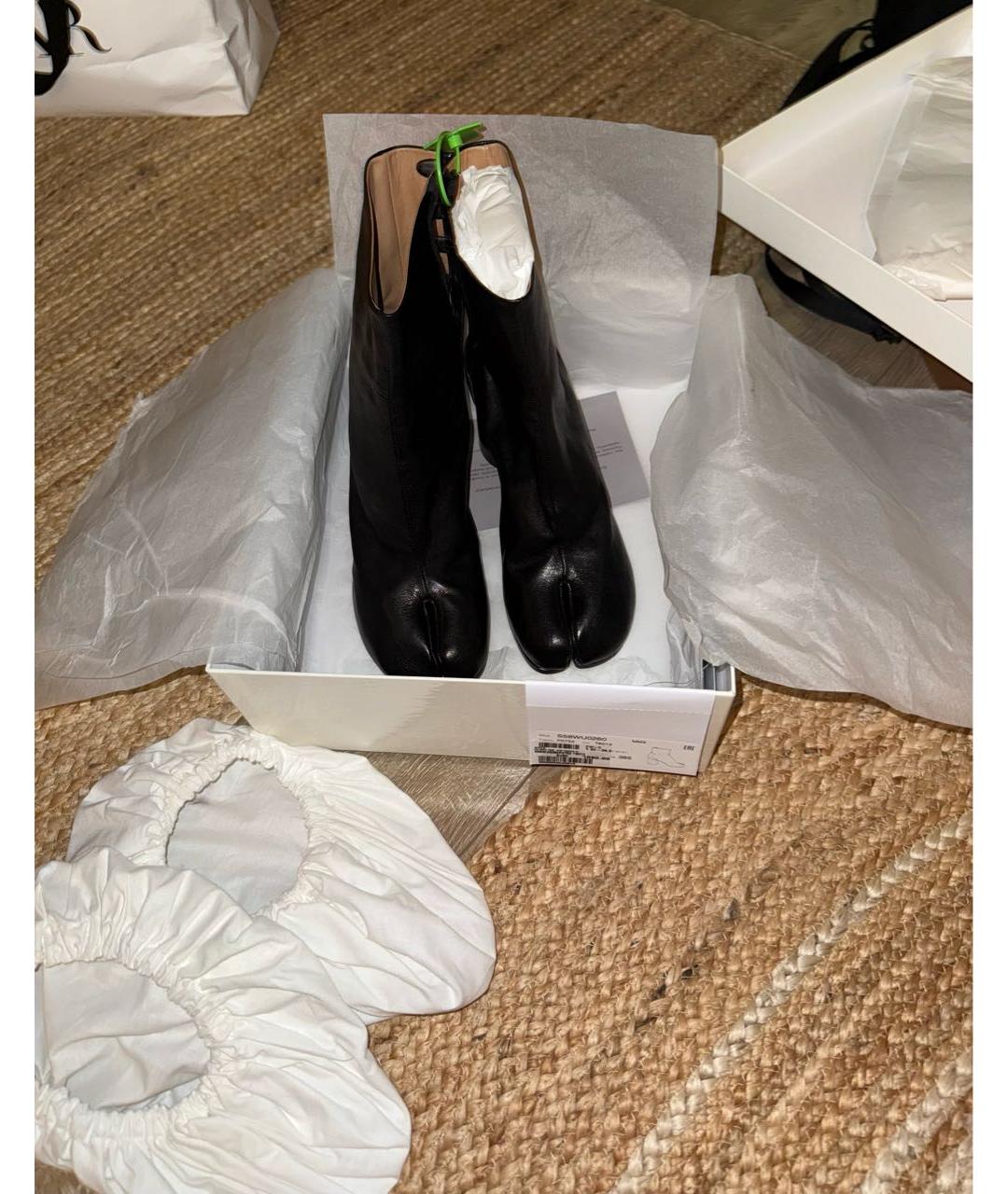 MAISON MARGIELA Черные кожаные полусапоги, фото 2