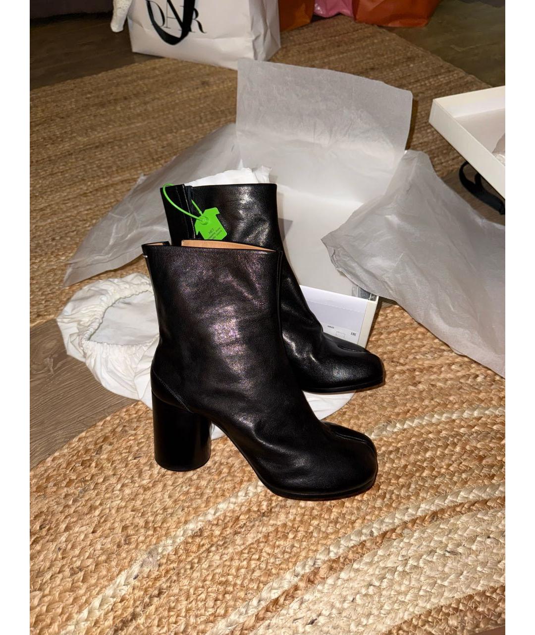 MAISON MARGIELA Черные кожаные полусапоги, фото 6