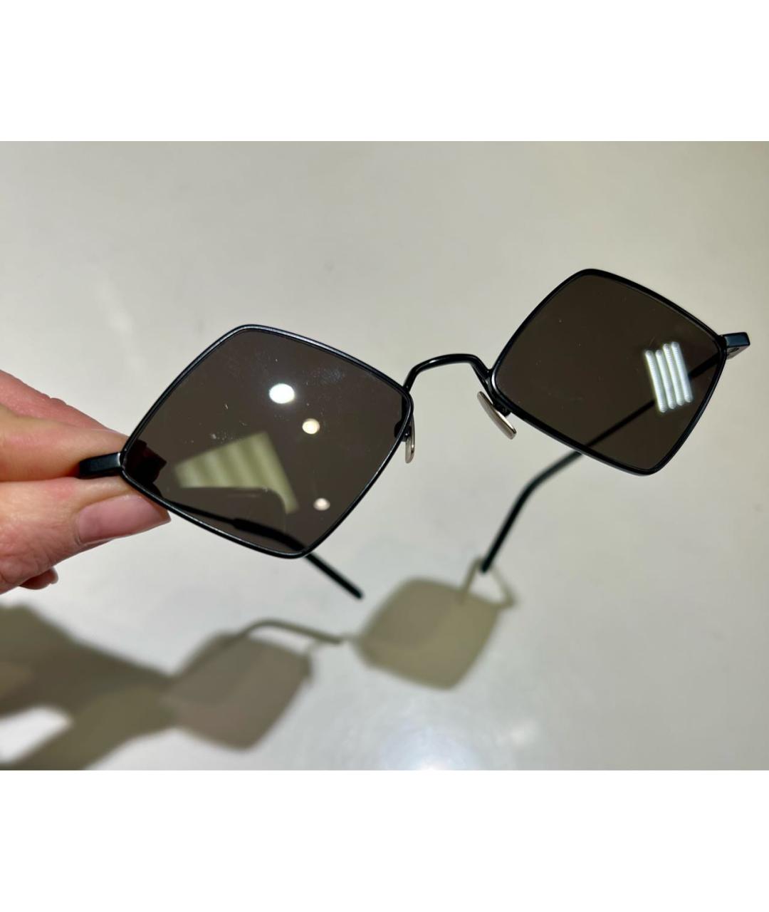 SAINT LAURENT Черные металлические солнцезащитные очки, фото 3