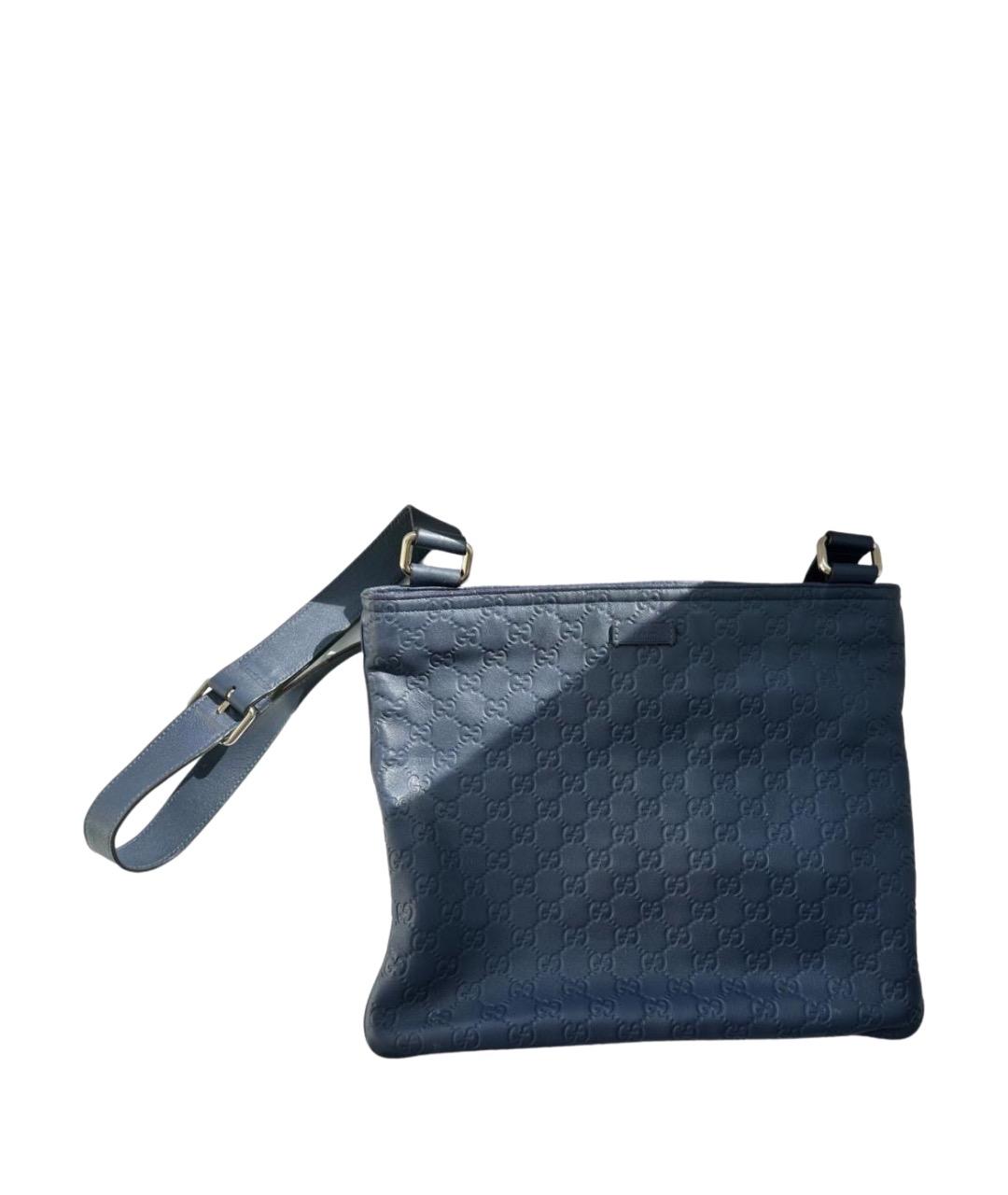 GUCCI Темно-синяя кожаная сумка через плечо, фото 1