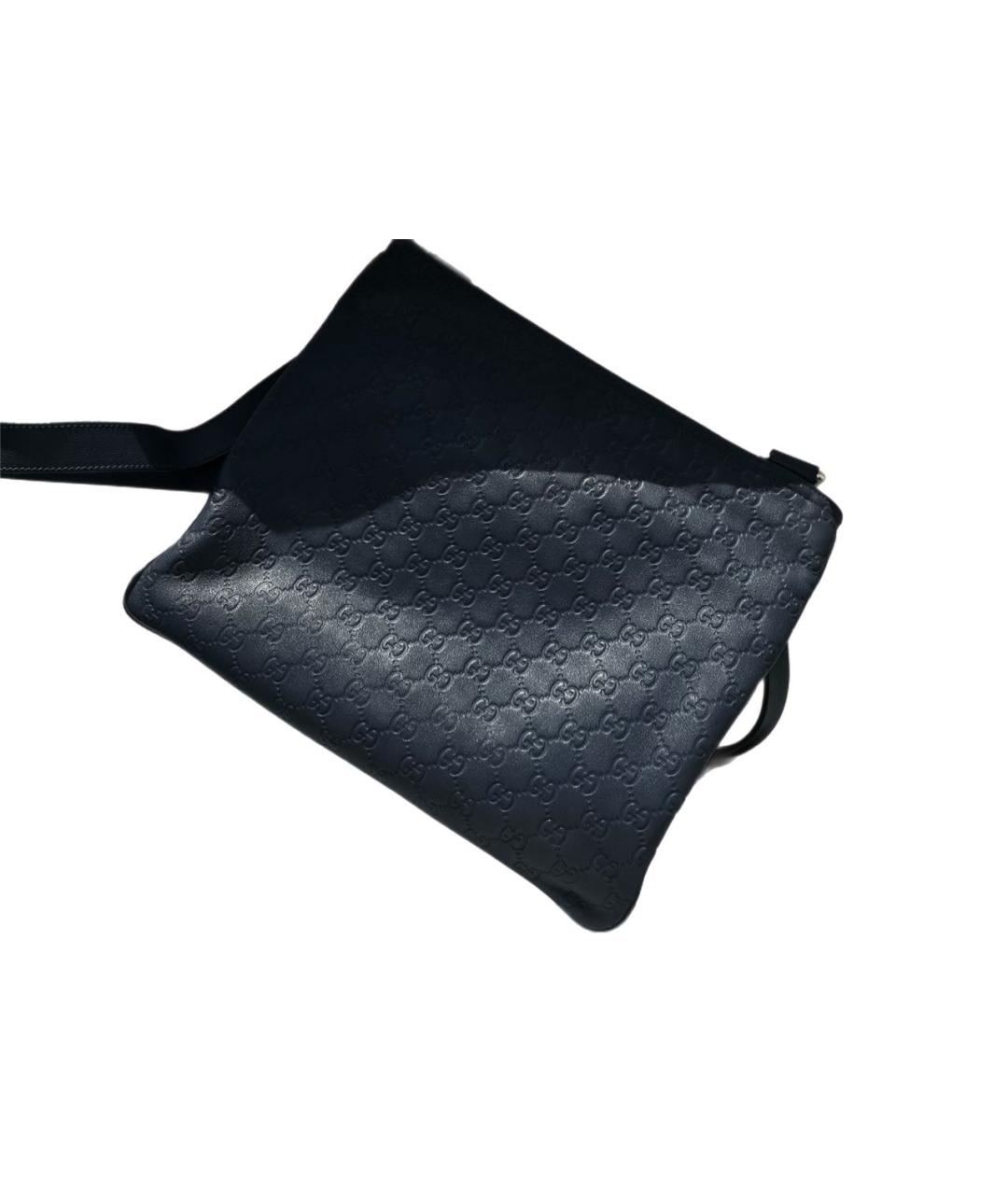 GUCCI Темно-синяя кожаная сумка через плечо, фото 2