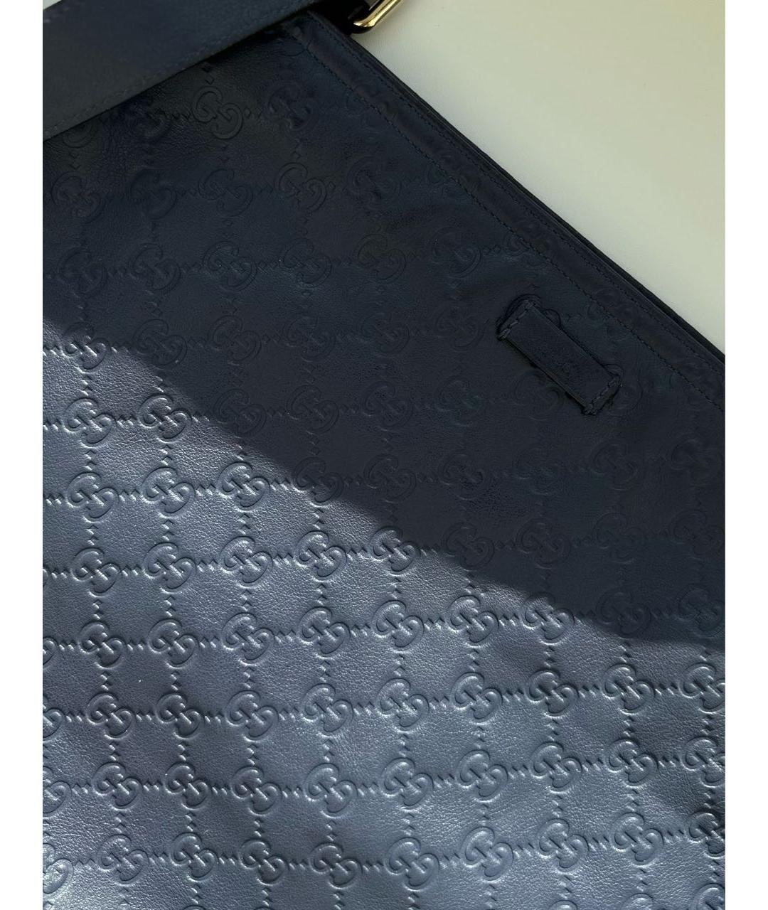 GUCCI Темно-синяя кожаная сумка через плечо, фото 5