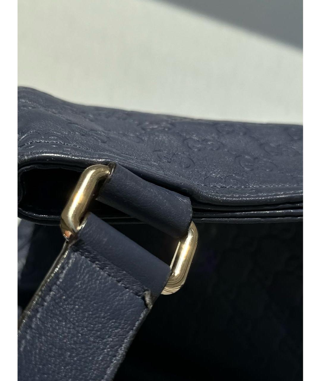 GUCCI Темно-синяя кожаная сумка через плечо, фото 4