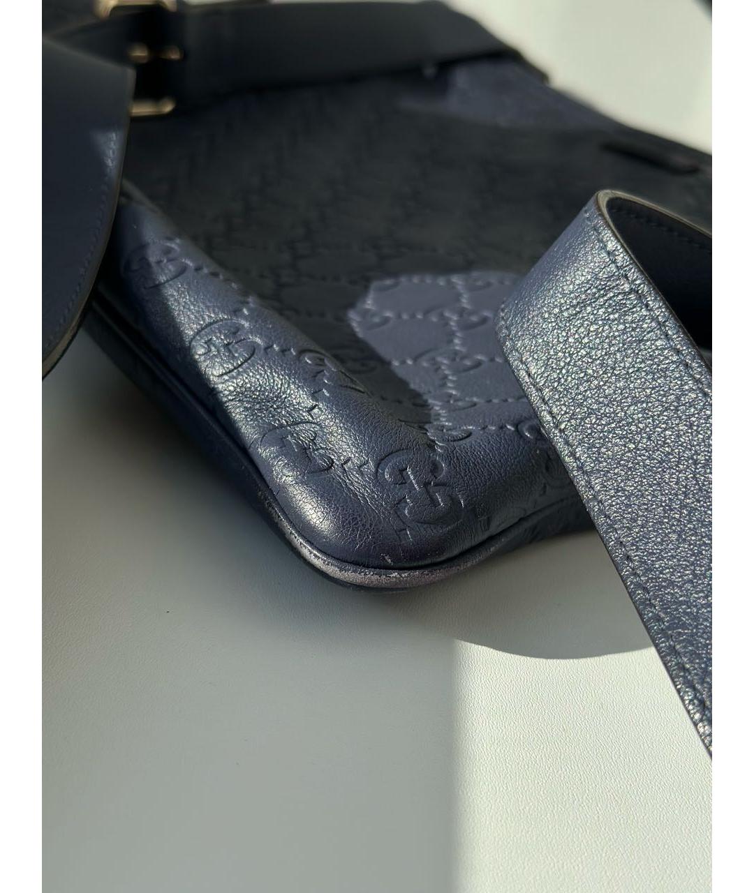 GUCCI Темно-синяя кожаная сумка через плечо, фото 6
