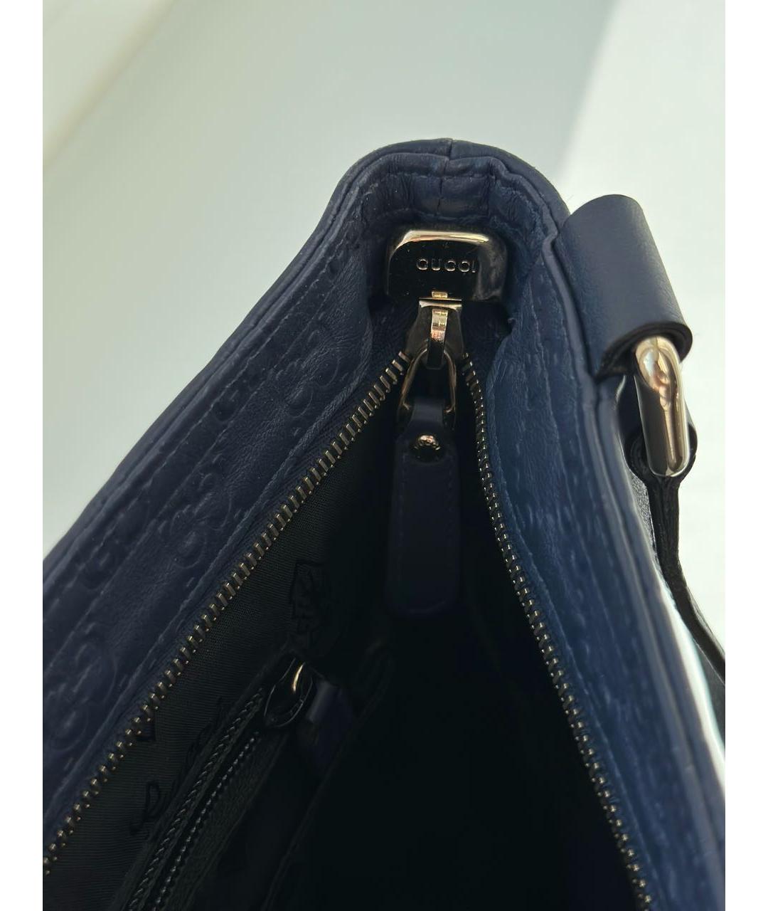 GUCCI Темно-синяя кожаная сумка через плечо, фото 3