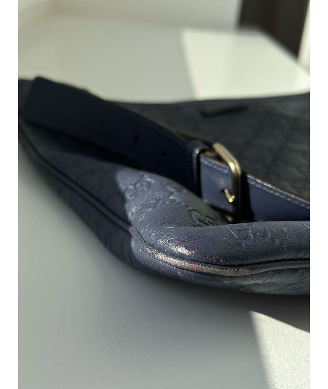 GUCCI Темно-синяя кожаная сумка через плечо, фото 7