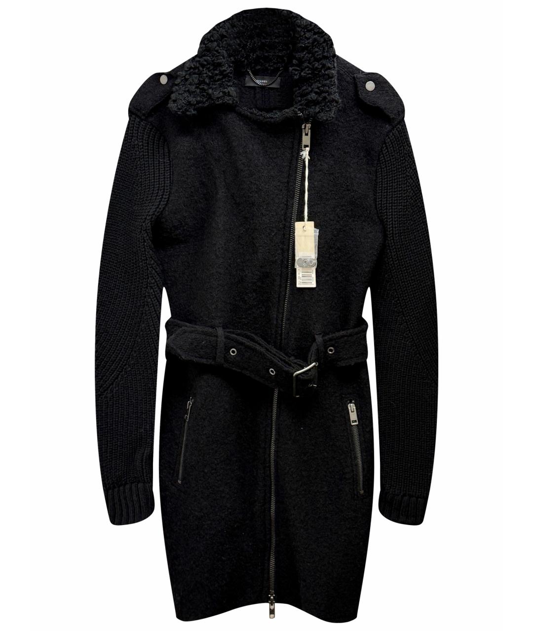 DIESEL Черное шерстяное пальто, фото 1