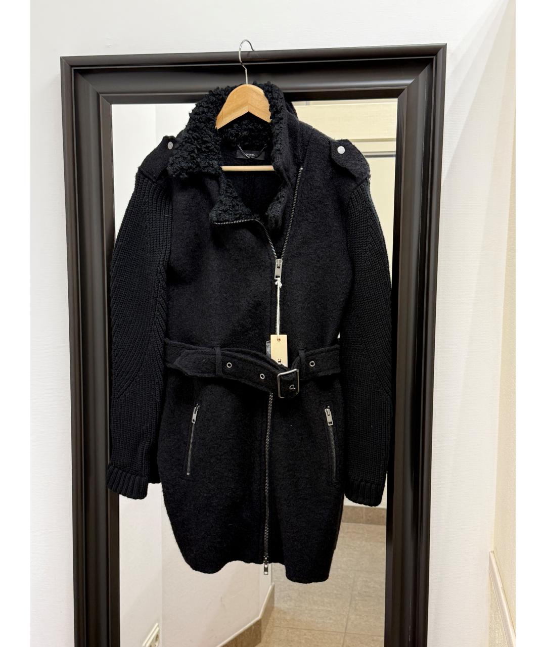 DIESEL Черное шерстяное пальто, фото 2