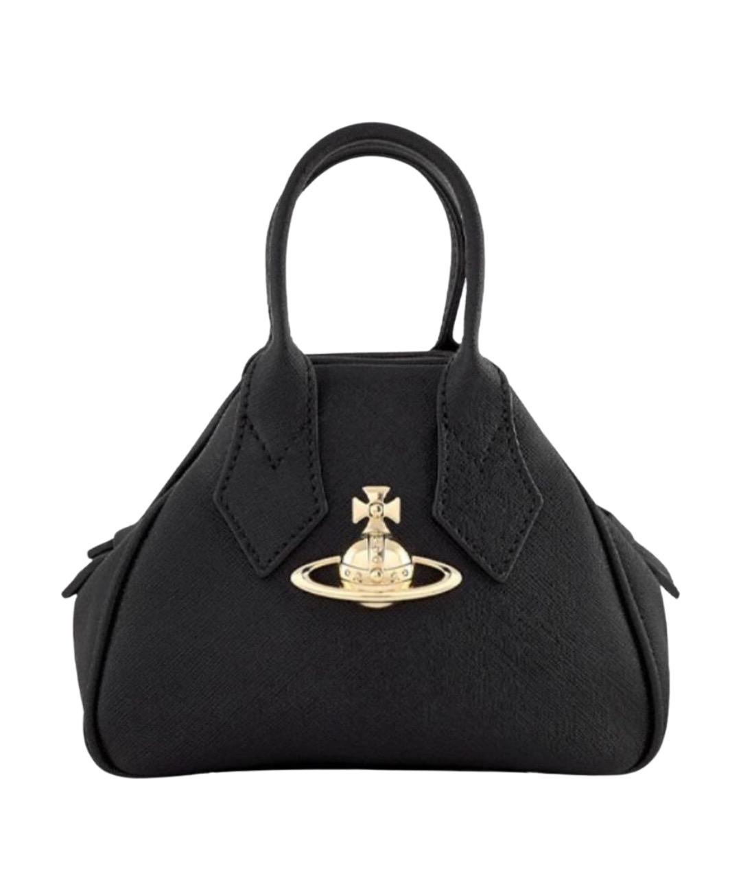 VIVIENNE WESTWOOD Черная кожаная сумка с короткими ручками, фото 1