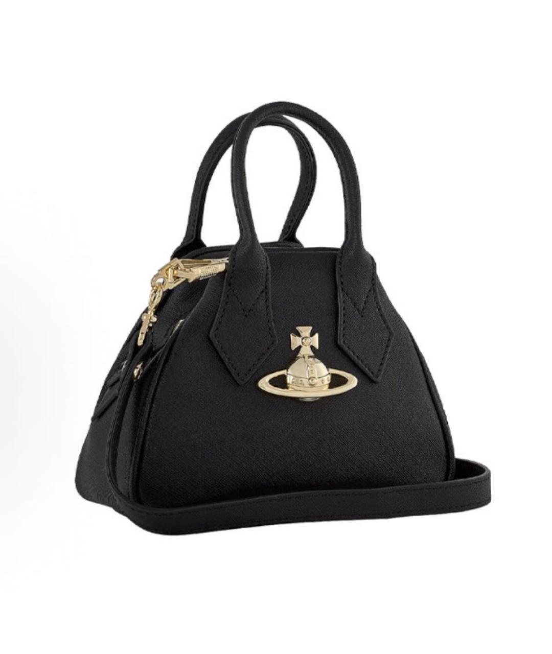 VIVIENNE WESTWOOD Черная кожаная сумка с короткими ручками, фото 7