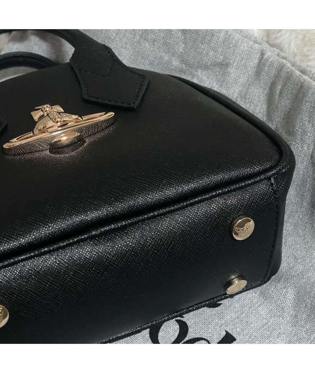 VIVIENNE WESTWOOD Черная кожаная сумка с короткими ручками, фото 3