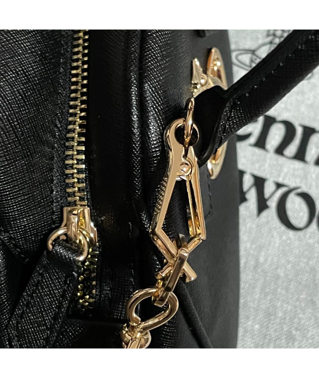 VIVIENNE WESTWOOD Черная кожаная сумка с короткими ручками, фото 4